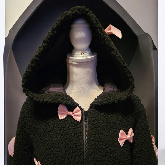 Pinky Promise Hooded Sherpa Jacket - Black SUGAR THRILLZ - Picture 4 of 11